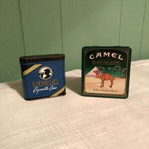 Vtg RJ Reynolds Camel Turkish Jade & Bugler Cigarette Case Box Tin Tobacco 2 Lot